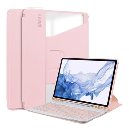 For Samsung Galaxy Tab S9 ENKAY 360 Degree Rotation Leather TPU Smart Case with Wireless Keyboard(Pink) - Galaxy Tab S9 Cases by ENKAY | Online Shopping South Africa | PMC Jewellery | Buy Now Pay Later Mobicred