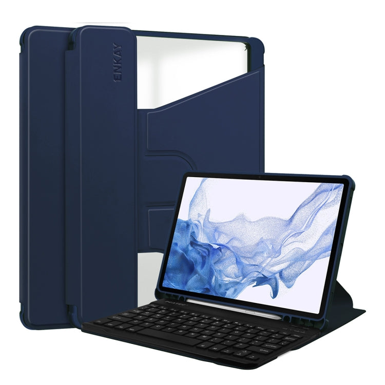 For Samsung Galaxy Tab S9 ENKAY 360 Degree Rotation Leather TPU Smart Case with Wireless Keyboard(Dark Blue) - Galaxy Tab S9 Cases by ENKAY | Online Shopping South Africa | PMC Jewellery | Buy Now Pay Later Mobicred