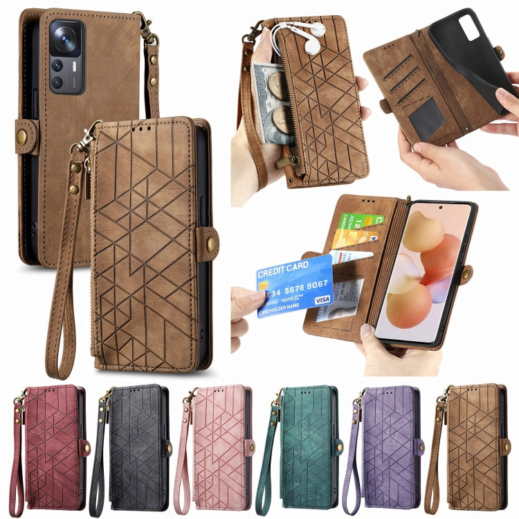For Xiaomi 13 Lite Geometric Zipper Wallet Side Buckle Leather Phone Case(Green) - free shipping - PMC TechLife - Order now!