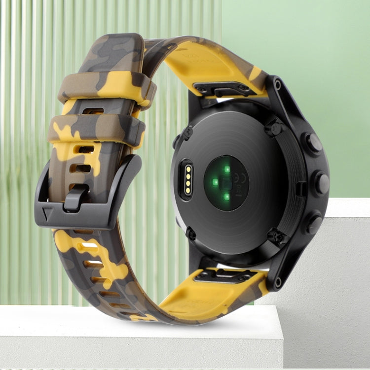 For Garmin Forerunner 965 22mm Camouflage Silicone Watch Band(Camouflage Yellow) - Watch Bands by PMC TechLife | Online Shopping South Africa | PMC TechLife