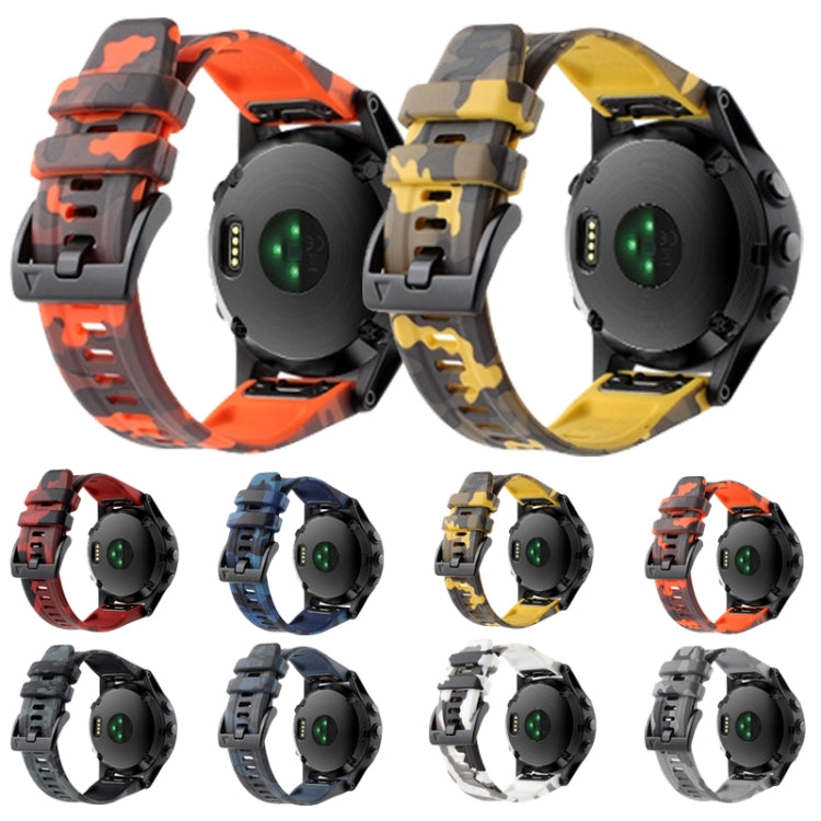 For Garmin Fenix 7 22mm Camouflage Silicone Watch Band(Camouflage Black) - Watch Bands by PMC TechLife | Online Shopping South Africa | PMC TechLife