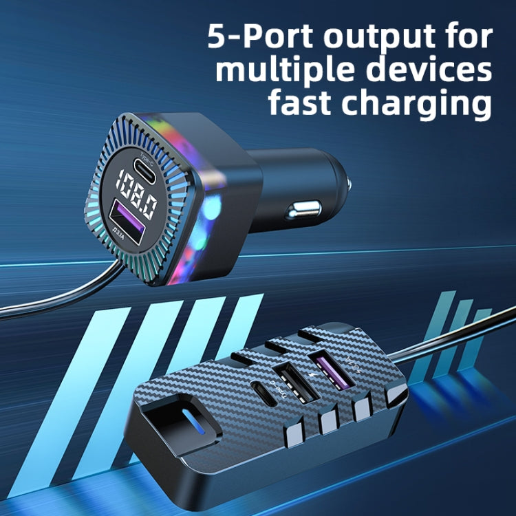 CS11 Multi-Port Rear Seat Extended Car Fast Charger Support Bluetooth MP3 Play - Car Charger by PMC TechLife | Online Shopping South Africa | PMC TechLife | Buy Now Pay Later Mobicred