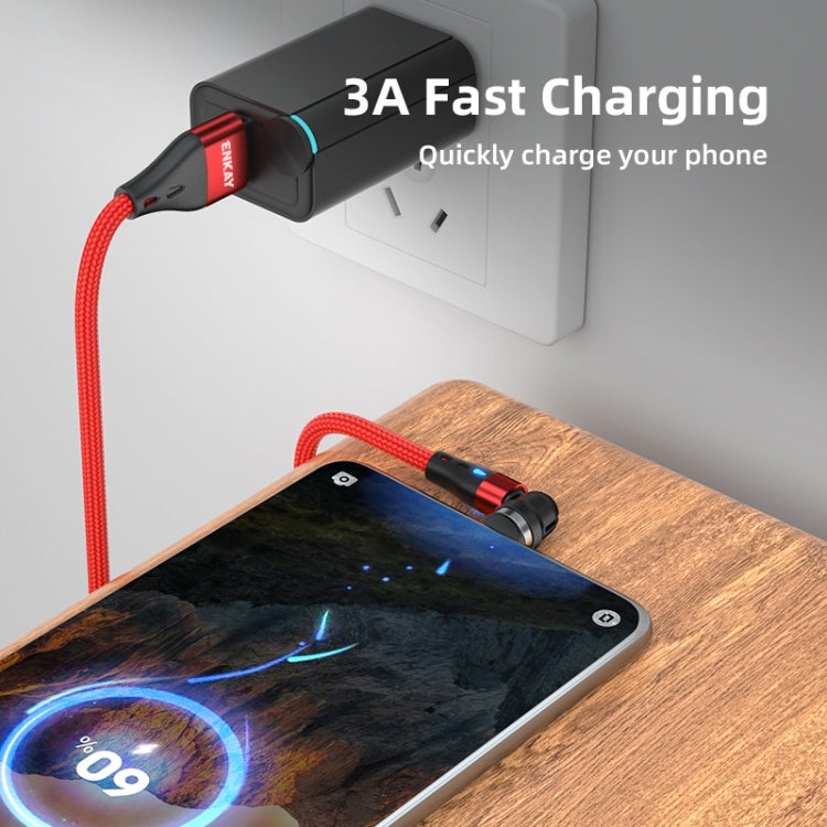 ENKAY 3A USB to Type-C / 8 Pin Magnetic 540 Degrees Rotating Fast Charging Cable, Length:1m(Red) - Charging Cable & Head by ENKAY | Online Shopping South Africa | PMC Jewellery | Buy Now Pay Later Mobicred