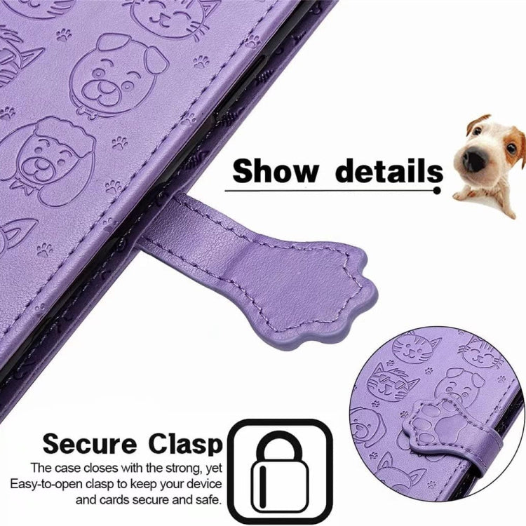 For Samsung Galaxy S25 5G Cat and Dog Embossed Leather Phone Case(Gold) - Galaxy S25 5G Cases by PMC Jewellery | Online Shopping South Africa | PMC Jewellery | Buy Now Pay Later Mobicred
