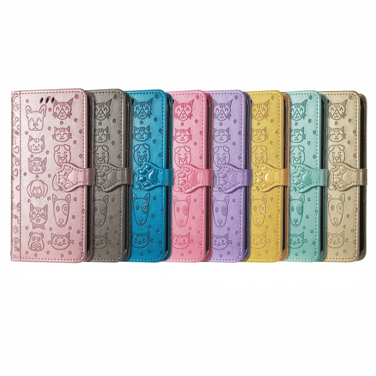 For Samsung Galaxy S25+ 5G Cat and Dog Embossed Leather Phone Case(Blue) - Galaxy S25+ 5G Cases by PMC Jewellery | Online Shopping South Africa | PMC Jewellery | Buy Now Pay Later Mobicred