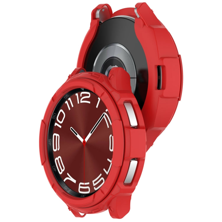 For Samsung Galaxy Watch 6 Classic 43mm Rotating Ring  + TPU Armor Watch Protective Case(Red) - Watch Cases by PMC Jewellery | Online Shopping South Africa | PMC Jewellery