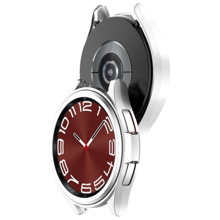 For Samsung Galaxy Watch 6 Classic 43mm Half Coverage Hollow PC Watch Protective Case(Silver) - Watch Cases by PMC Jewellery | Online Shopping South Africa | PMC Jewellery