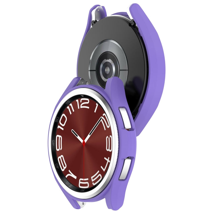 For Samsung Galaxy Watch 6 Classic 47mm Half Coverage Hollow PC Watch Protective Case(Purple) - Watch Cases by PMC Jewellery | Online Shopping South Africa | PMC Jewellery