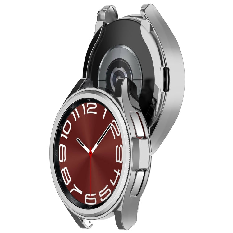 For Samsung Galaxy Watch6 Classic 47mm Electroplated TPU Half Pack Hollow Watch Protective Case(Silver) - Watch Cases by PMC TechLife | Online Shopping South Africa | PMC TechLife