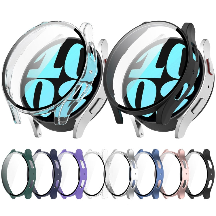 For Samsung Galaxy Watch6 44mm PC + Tempered Film Integrated Watch Protective Case(Silver) - Watch Cases by PMC TechLife | Online Shopping South Africa | PMC TechLife