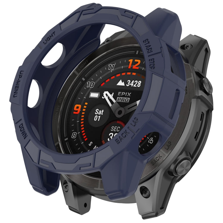 For Garmin Epix Pro 51mm / Fenix 7X / 7X Pro Armored TPU Half Wrapped Watch Protective Case(Blue) - Watch Cases by PMC TechLife | Online Shopping South Africa | PMC TechLife