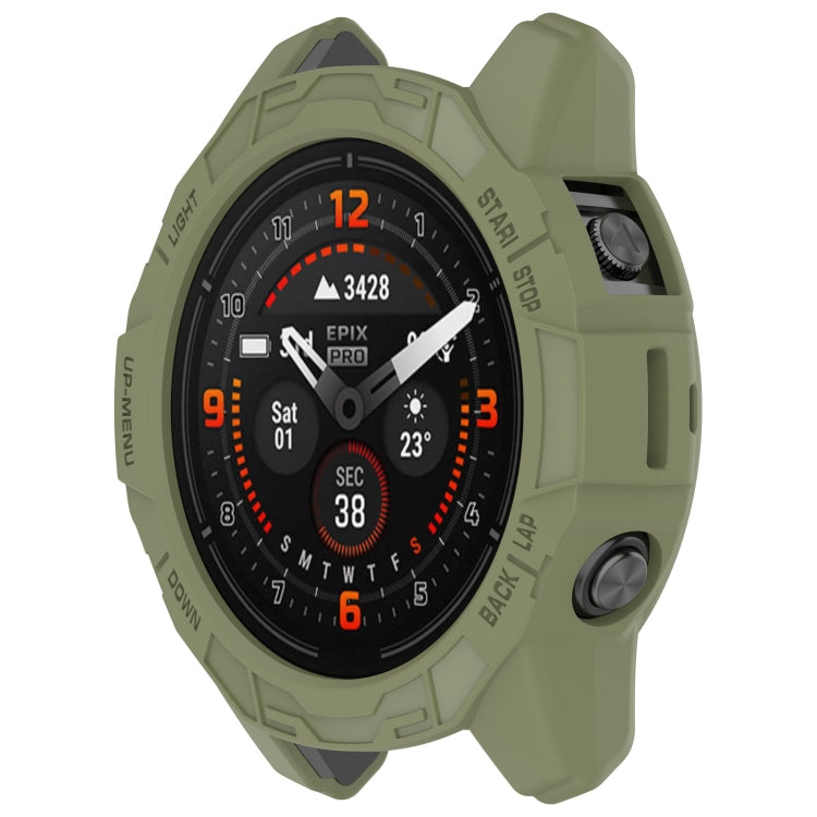 For Garmin Epix Pro 42mm / Fenix 7S / 7S Pro Armored TPU Half Wrapped Watch Protective Case(Green) - Watch Cases by PMC Jewellery | Online Shopping South Africa | PMC Jewellery