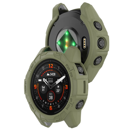 For Garmin Epix Pro 42mm / Fenix 7S / 7S Pro Armored TPU Half Wrapped Watch Protective Case(Green) - Watch Cases by PMC Jewellery | Online Shopping South Africa | PMC Jewellery