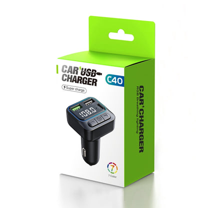 C40 Type-C + Dual USB QC3.0 Car Charger Bluetooth Hands-free Call Adapter Car MP3 Music Player - Car Charger by PMC Jewellery | Online Shopping South Africa | PMC Jewellery | Buy Now Pay Later Mobicred