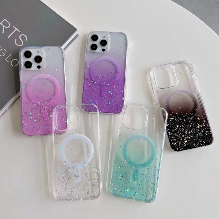 For iPhone 14 MagSafe Glitter Hybrid Clear TPU Phone Case(Black) - iPhone 14 Cases by PMC TechLife | Online Shopping South Africa | PMC TechLife