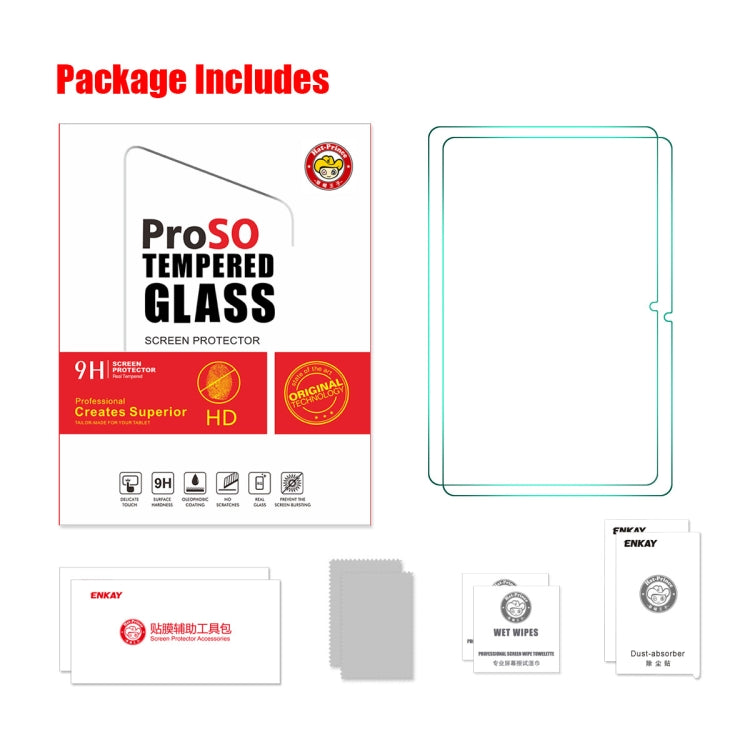 For Samsung Galaxy Tab S9 / S9 FE 2pcs ENKAY Hat-Prince 0.33mm Explosion-proof Tempered Glass Film - Tab S9 Tempered Glass by ENKAY | Online Shopping South Africa | PMC Jewellery | Buy Now Pay Later Mobicred