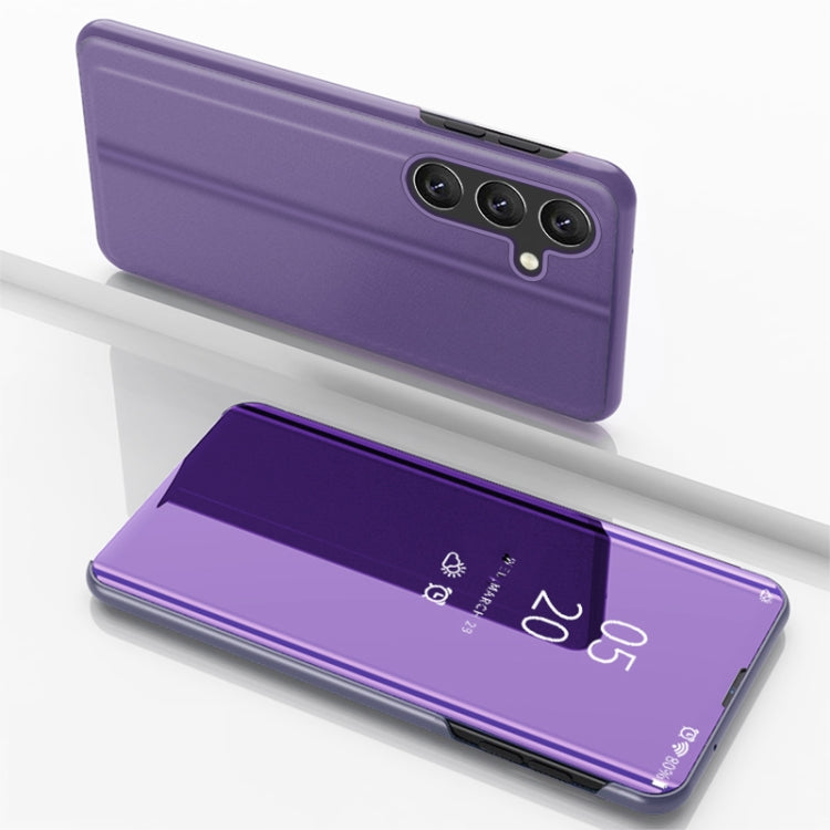 For Samsung Galaxy S25+ 5G Plated Mirror Horizontal Flip Leather Phone Case with Holder(Violet Blue) - Galaxy S25+ 5G Cases by PMC Jewellery | Online Shopping South Africa | PMC Jewellery | Buy Now Pay Later Mobicred