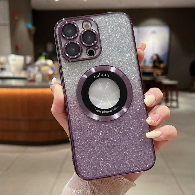 For iPhone 13 Pro MagSafe Gradient Glitter Electroplating TPU Phone Case(Purple) - iPhone 13 Pro Cases by PMC TechLife | Online Shopping South Africa | PMC TechLife