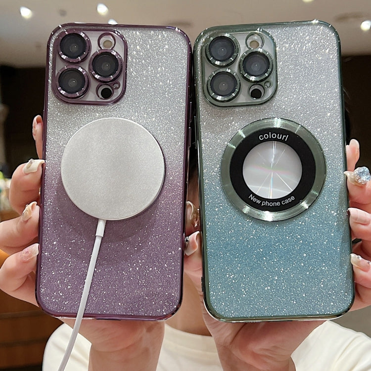 For iPhone 16 Pro Gradient Glitter Electroplating MagSafe TPU Phone Case(Green) - iPhone 16 Pro Cases by PMC TechLife | Online Shopping South Africa | PMC TechLife | Buy Now Pay Later Mobicred