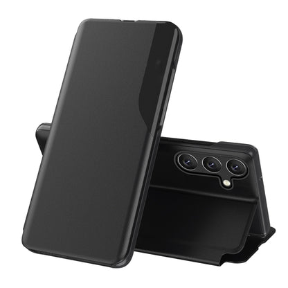 For Samsung Galaxy S25 5G Attraction Flip Holder Leather Phone Case(Black) - Galaxy S25 5G Cases by PMC Jewellery | Online Shopping South Africa | PMC Jewellery | Buy Now Pay Later Mobicred