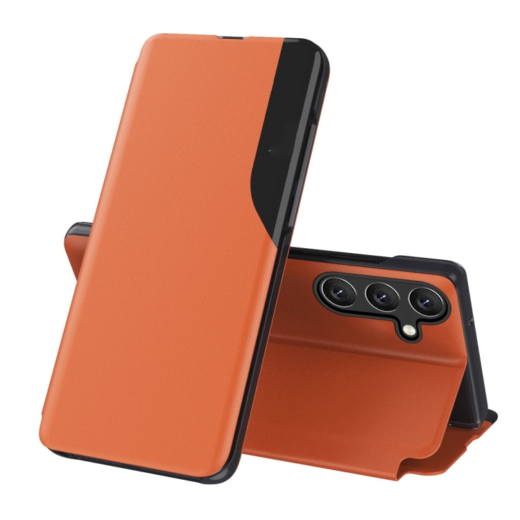 For Samsung Galaxy S25+ 5G Attraction Flip Holder Leather Phone Case(Orange) - Galaxy S25+ 5G Cases by PMC Jewellery | Online Shopping South Africa | PMC Jewellery | Buy Now Pay Later Mobicred