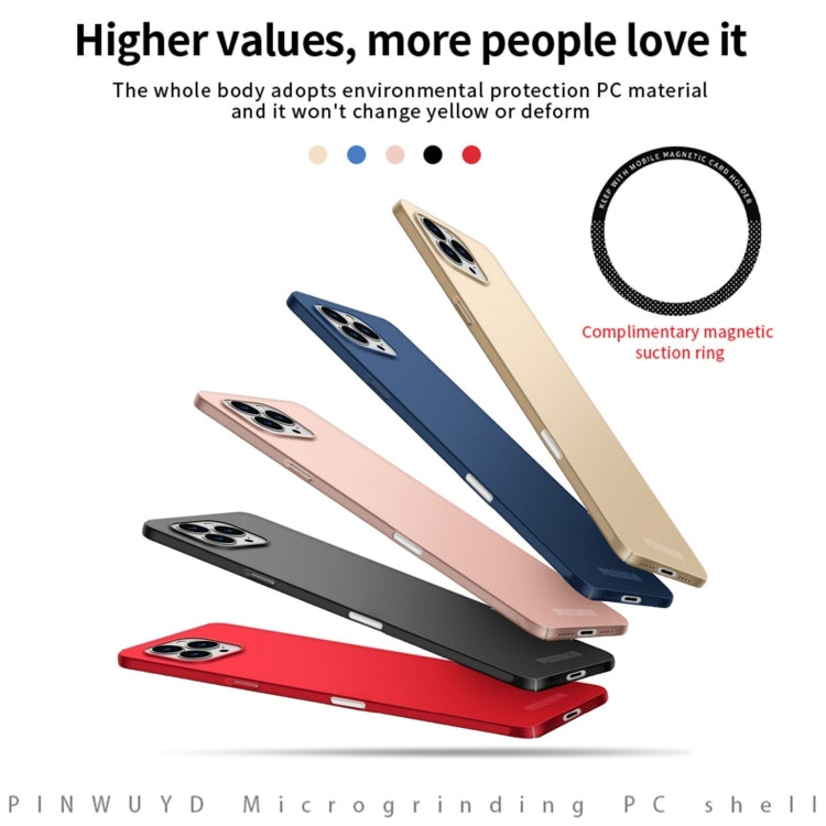 For iPhone 16 Pro Max PINWUYO Micro-Frosted PC Ultra-thin Hard Phone Case with Magsafe Magnetic Ring(Gold) - free shipping - PMC Jewellery - Order now!