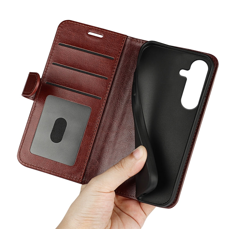 For Samsung Galaxy S25+ 5G R64 Texture Horizontal Flip Leather Phone Case(Brown) - Galaxy S25+ 5G Cases by PMC Jewellery | Online Shopping South Africa | PMC Jewellery | Buy Now Pay Later Mobicred