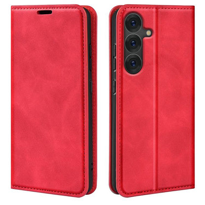 For Samsung Galaxy S25+ 5G Retro-skin Magnetic Suction Leather Phone Case(Red) - Galaxy S25+ 5G Cases by PMC Jewellery | Online Shopping South Africa | PMC Jewellery | Buy Now Pay Later Mobicred