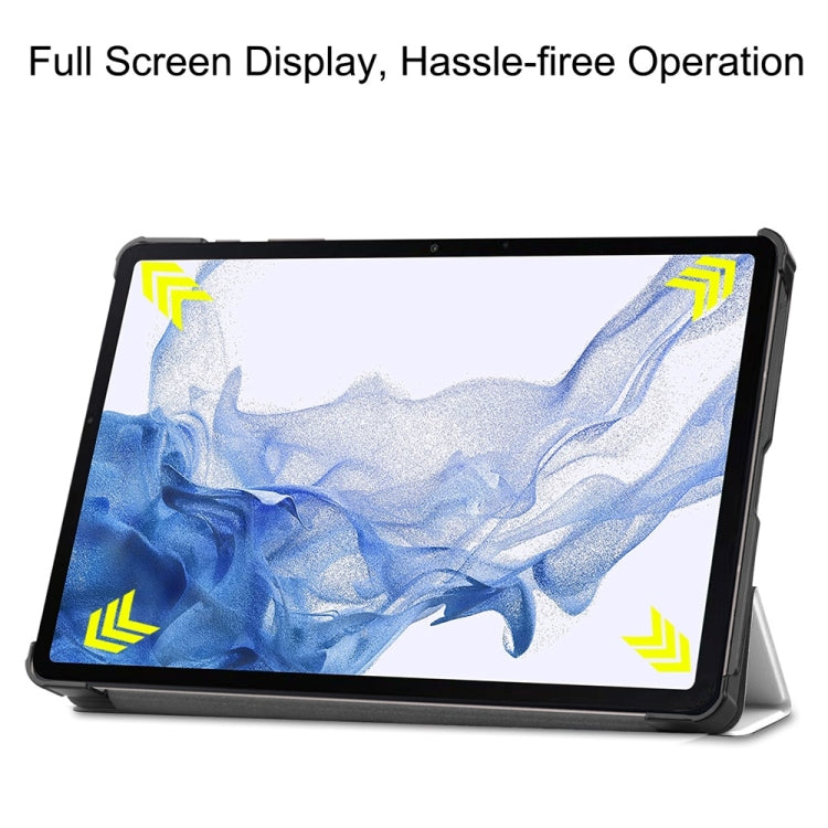 For Samsung Galaxy Tab S9 JUNSUNMAY Custer Painted 3-Fold Stand Leather Smart Tablet Case(Lazy Cat) - free shipping - PMC Jewellery - Order now!