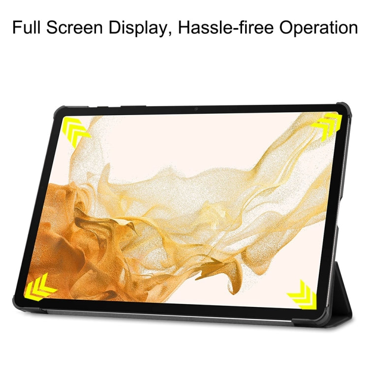For Samsung Galaxy Tab S9+ JUNSUNMAY Custer Solid Color 3-Fold Stand Leather Smart Tablet Case(Black) - free shipping - PMC Jewellery - Order now!