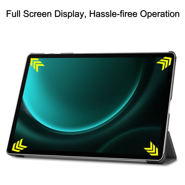 For Samsung Galaxy Tab S9 FE+ 12.4 JUNSUNMAY Custer Solid Color 3-Fold Stand Leather Smart Tablet Case(Grey) - free shipping - PMC Jewellery - Order now!