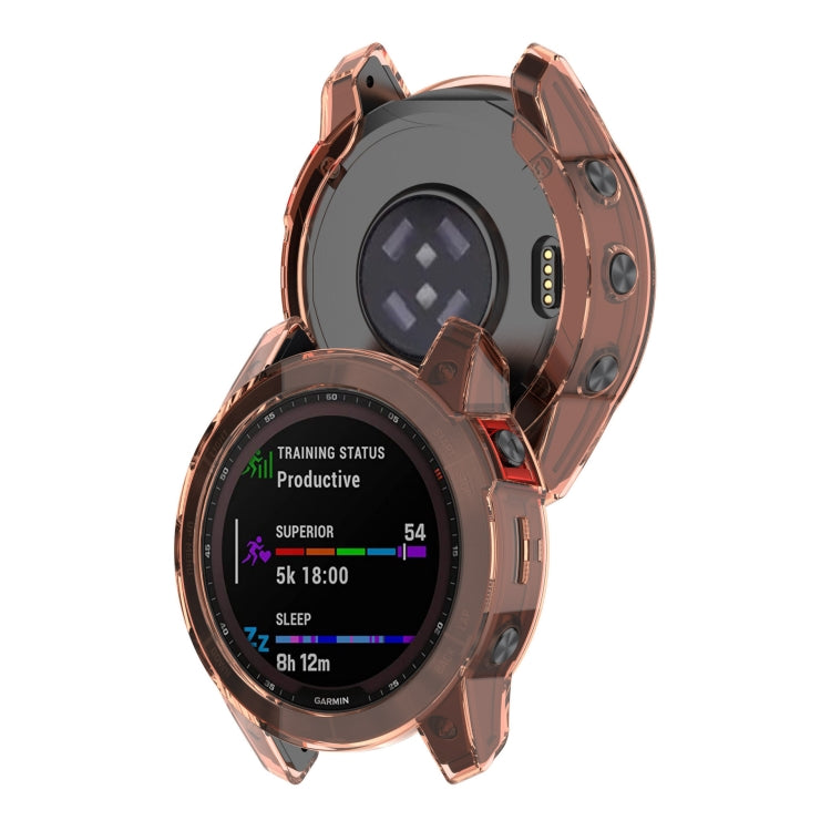 For Garmin Fenix 7S Pro Half-Package TPU Watch Protective Case(Transparent Orange) - Watch Cases by PMC Jewellery | Online Shopping South Africa | PMC Jewellery | Buy Now Pay Later Mobicred