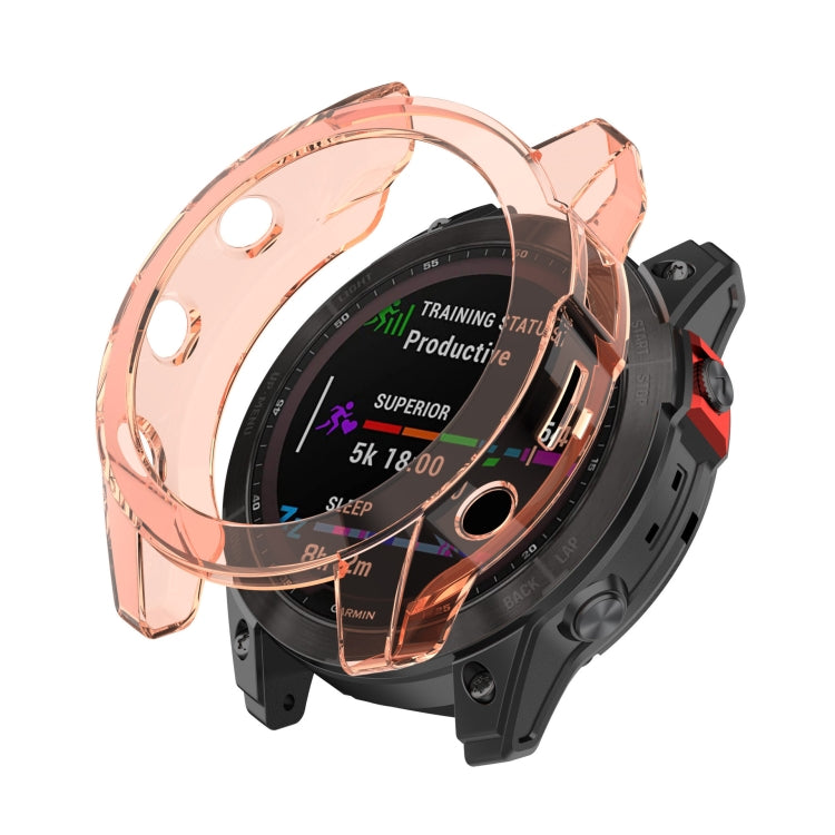 For Garmin Epix Pro 47mm Half-Package TPU Watch Protective Case(Transparent Orange) - Watch Cases by PMC TechLife | Online Shopping South Africa | PMC TechLife | Buy Now Pay Later Mobicred