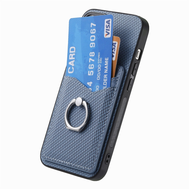 For Xiaomi 13 Lite Carbon Fiber Card Wallet Ring Holder Phone Case(Blue) - 13 Lite Cases by PMC TechLife | Online Shopping South Africa | PMC TechLife | Buy Now Pay Later Mobicred