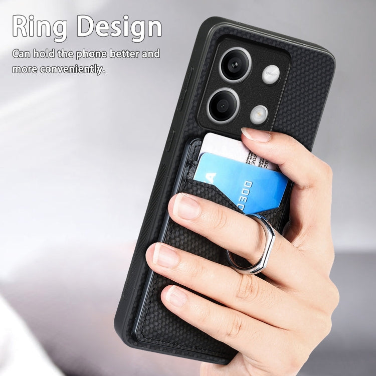 For Xiaomi Redmi Note 13 Carbon Fiber Card Wallet Ring Holder Phone Case(Black) - Xiaomi Cases by PMC TechLife | Online Shopping South Africa | PMC TechLife | Buy Now Pay Later Mobicred
