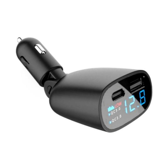 TR-83 QC3.0 + Type-C PD18W Super Fast Charger Adapter With LED Voltage Display - Car Charger by PMC Jewellery | Online Shopping South Africa | PMC Jewellery | Buy Now Pay Later Mobicred