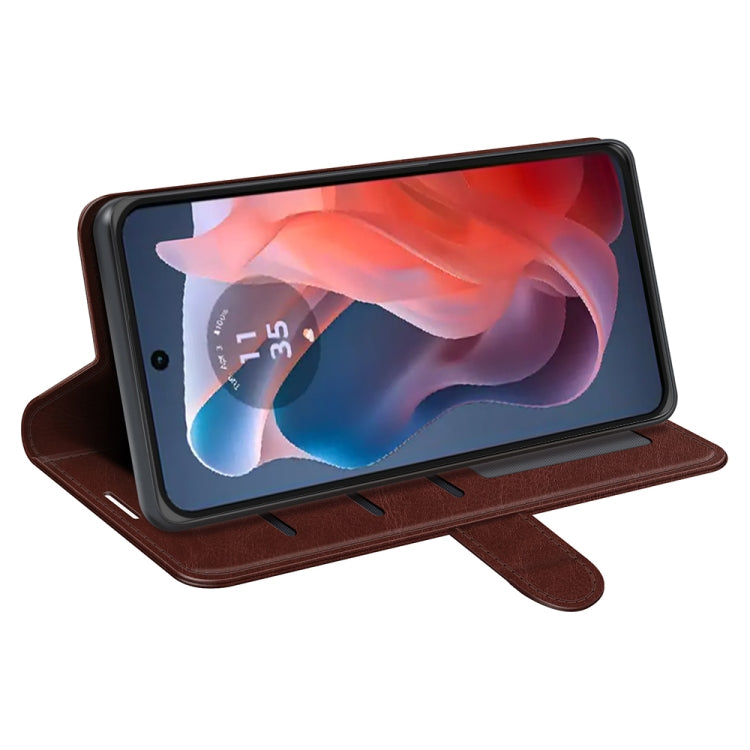 For Motorola Moto G Play 2024 R64 Texture Horizontal Flip Leather Phone Case(Brown) - Motorola Cases by PMC Jewellery | Online Shopping South Africa | PMC Jewellery | Buy Now Pay Later Mobicred