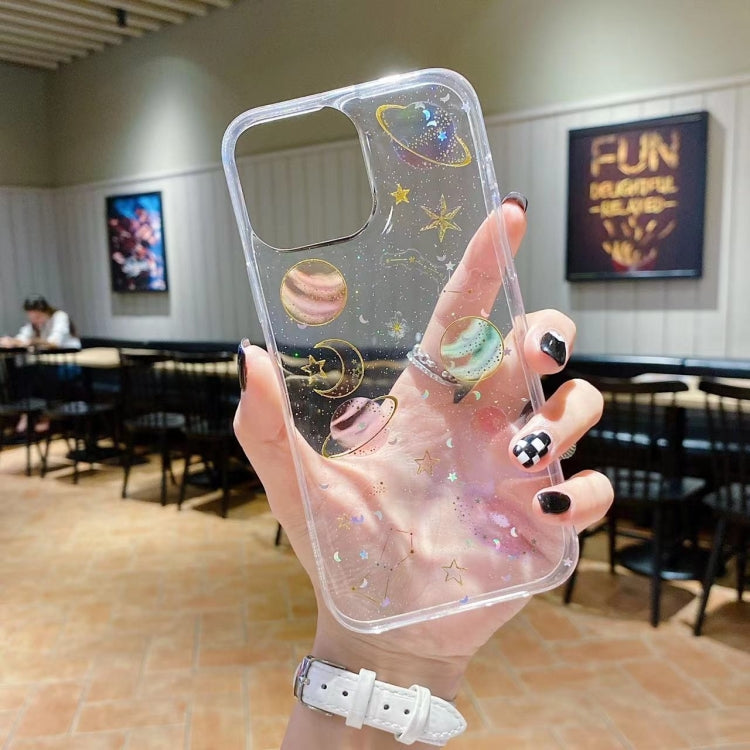 For iPhone 16 Plus Cosmic Star Glitter Epoxy TPU Phone Case(Transparent) - iPhone 16 Plus Cases by PMC TechLife | Online Shopping South Africa | PMC TechLife | Buy Now Pay Later Mobicred