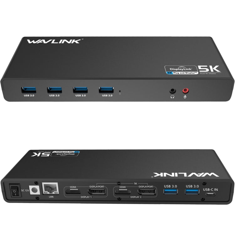Wavlink UG69DK1 5K Type-C Dual Display USB 3.0 Video Gigabit Ethernet HDMI Docking Station, Plug:US Plug - free shipping - PMC TechLife - Order now!