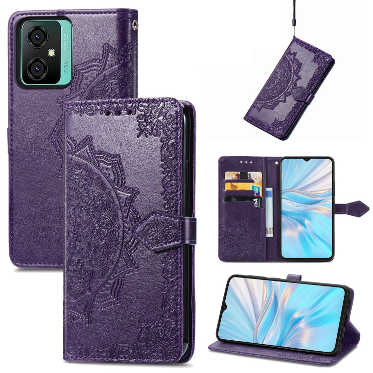 For Blackview C70 Mandala Flower Embossed Leather Phone Case(Purple) - More Brand by PMC Jewellery | Online Shopping South Africa | PMC Jewellery