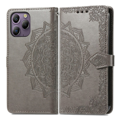 For Blackview A96 Mandala Flower Embossed Leather Phone Case(Gray) - More Brand by PMC Jewellery | Online Shopping South Africa | PMC Jewellery