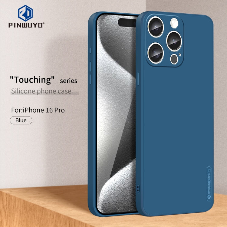 For iPhone 16 Pro PINWUYO Sense Series Liquid Silicone TPU Phone Case(Blue) - iPhone 16 Pro Cases by PINWUYO | Online Shopping South Africa | PMC Jewellery | Buy Now Pay Later Mobicred