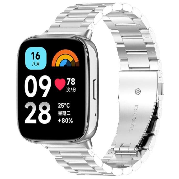 For Redmi Watch 3 Lite Three Bead Stainless Steel Metal Watch Band(Silver) - free shipping - PMC TechLife - Order now!