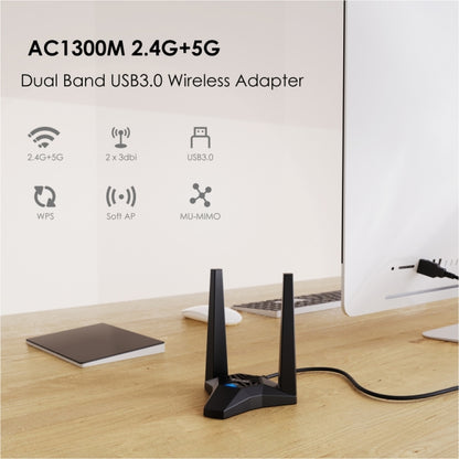 WAVLINK WN692A3 Lag-Free Gaming High Speed AC1300M Wireless Dual Band USB 3.0 Adapter - USB Network Adapter by WAVLINK | Online Shopping South Africa | PMC Jewellery | Buy Now Pay Later Mobicred