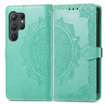 For Samsung Galaxy S25 Ultra 5G Mandala Flower Embossed Leather Phone Case(Green) - Galaxy S25 Ultra 5G Cases by PMC Jewellery | Online Shopping South Africa | PMC Jewellery | Buy Now Pay Later Mobicred