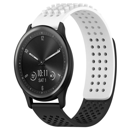 For GarminMove Trend 20mm Holes Breathable 3D Dots Silicone Watch Band(White+Black) - Watch Bands by PMC Jewellery | Online Shopping South Africa | PMC Jewellery