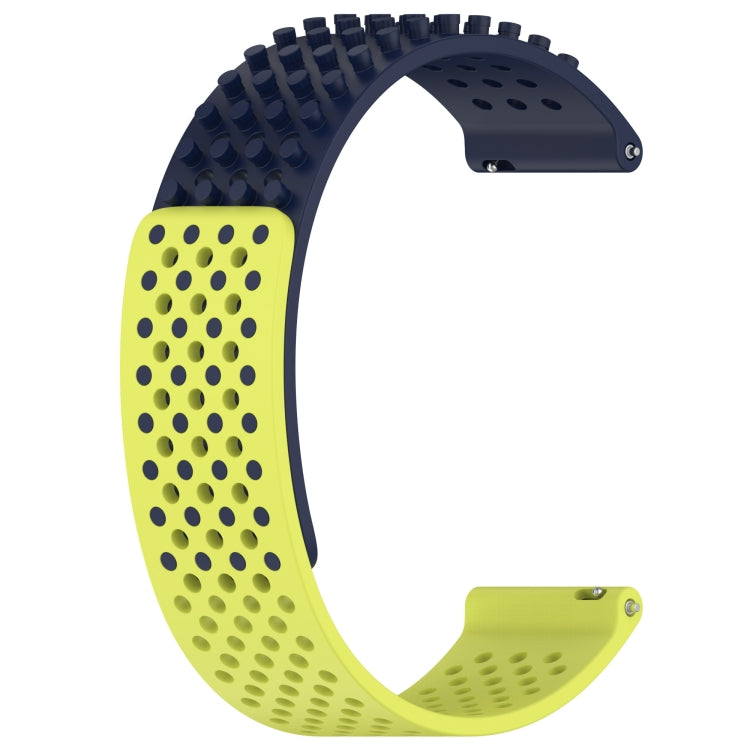 For GarminMove Trend 20mm Holes Breathable 3D Dots Silicone Watch Band(Midnight Blue+Lime Green) - Watch Bands by PMC Jewellery | Online Shopping South Africa | PMC Jewellery