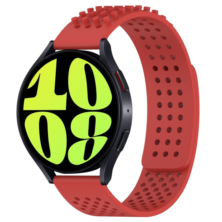 For Samsung Galaxy Watch 6 44mm 20mm Holes Breathable 3D Dots Silicone Watch Band(Red) - Watch Bands by PMC Jewellery | Online Shopping South Africa | PMC Jewellery