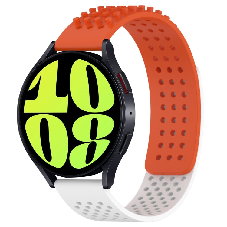 For Samsung Galaxy Watch 6 40mm 20mm Holes Breathable 3D Dots Silicone Watch Band(Orange+White) - Watch Bands by PMC Jewellery | Online Shopping South Africa | PMC Jewellery