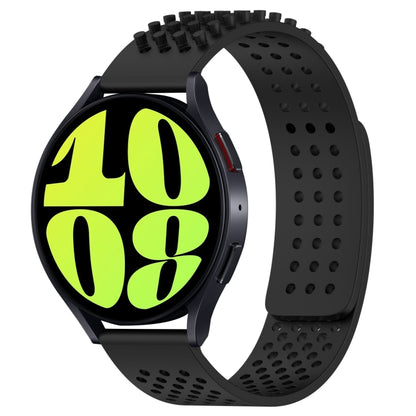 For Samsung Galaxy Watch 6 40mm 20mm Holes Breathable 3D Dots Silicone Watch Band(Black) - Watch Bands by PMC Jewellery | Online Shopping South Africa | PMC Jewellery